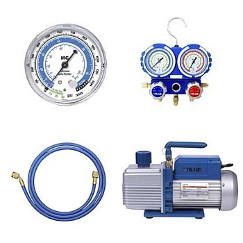 Насос вакуумный одноступенчатый для работы с R32, Value с отсечным соленоидным клапаном и вакуумметром, 70
